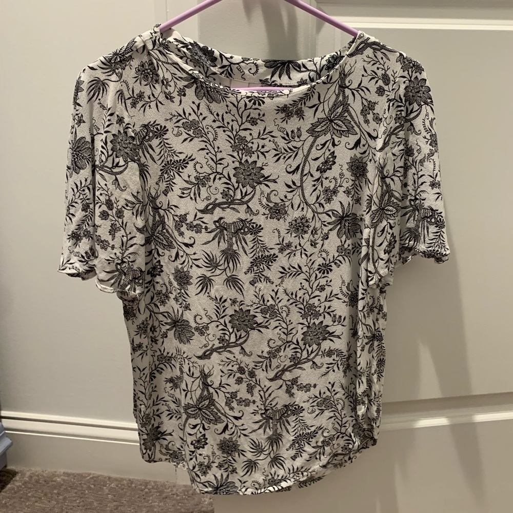 White and black floral top